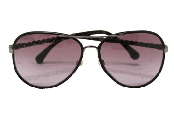 Chanel Violet Calfskin/Metal Aviator Pilot Sunglasses 4219Q