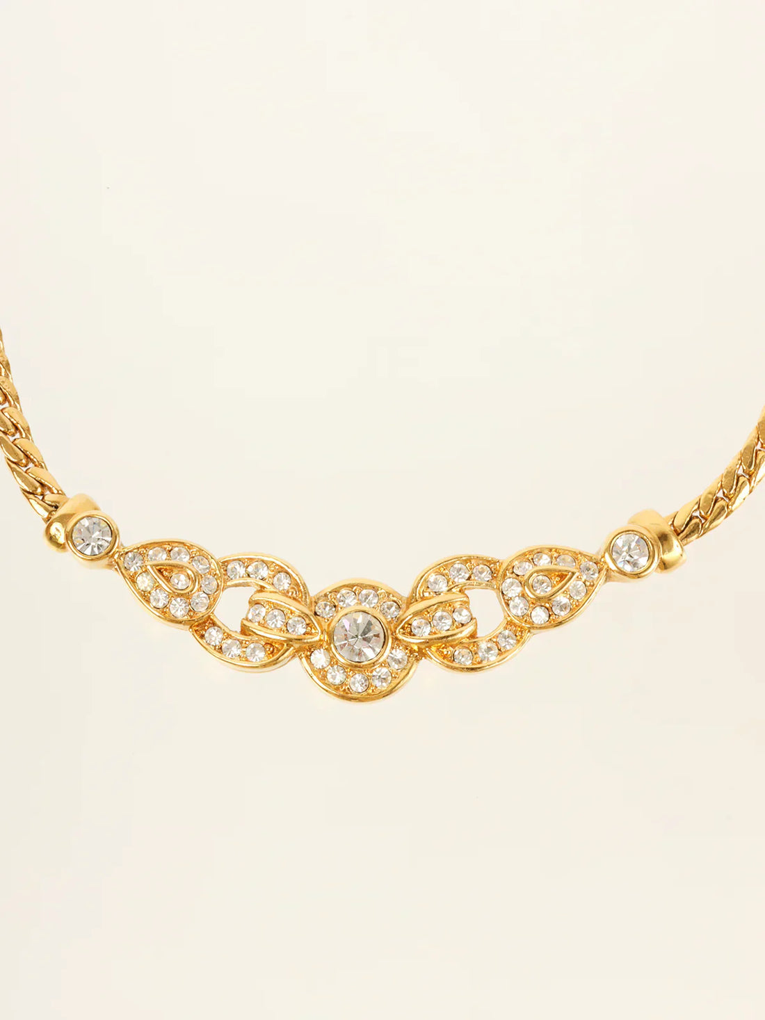 Top quality Dior Rhinestone Design Necklace Gold