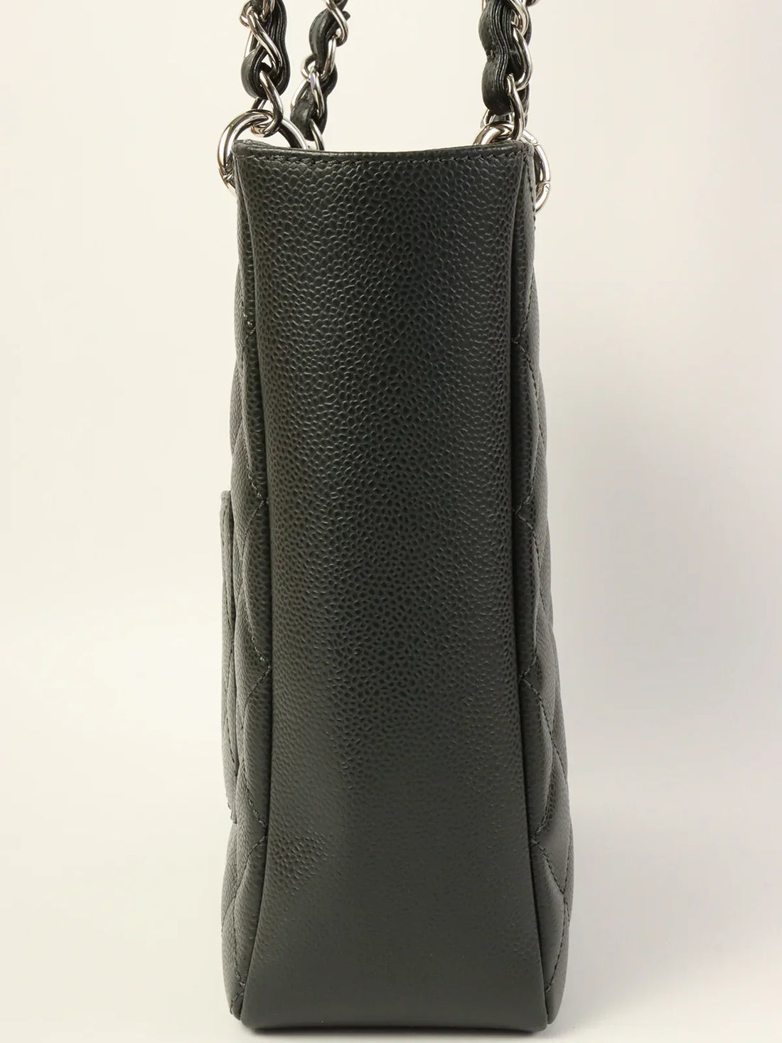Top Quality Chanel Around 2014 Made Caviar Skin Cc Mark Stitch Chain Tote Bag Charcoal Grey