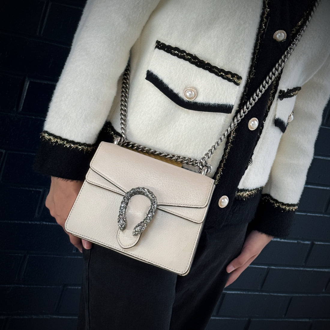 Gucci White Leather Mini Dionysus bag TWS