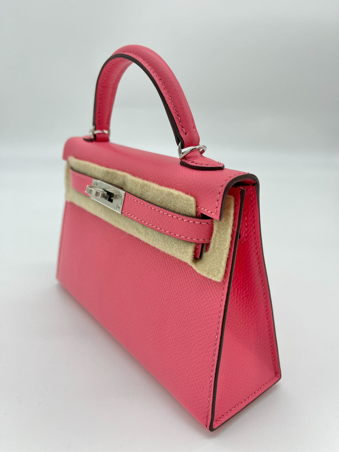 Hermes Mini Kelly II Sellier Leather Rose Azalee Palladium Hardware