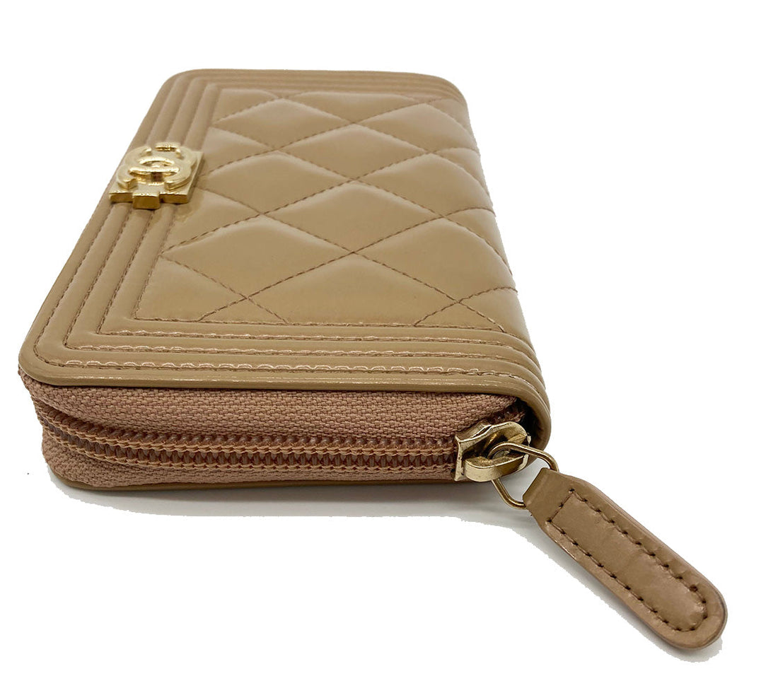 Chanel Rose Gold  Leather Le Boy Wallet
