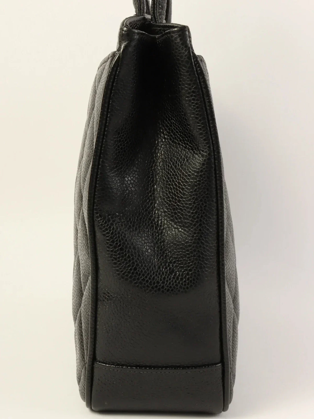 Top Quality Chanel Around 1997 Made Caviar Skin Turn-Lock Tote Bag Black