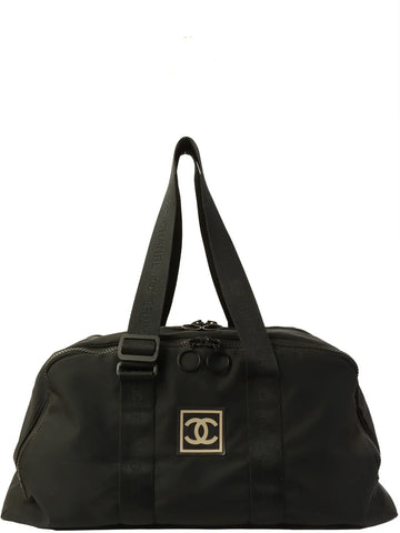 Top Quality Chanel Around 2001 Made Sport Line Nylon Logo Boston Bag Black