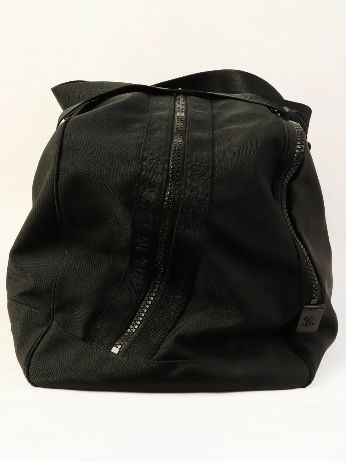 Top Quality Chanel Around 2001 Made Sport Line Nylon Logo Boston Bag Black