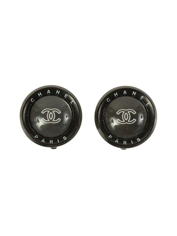 Top Quality Chanel 1998 Made Round Cc Mark Earrings Black