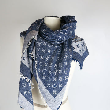 Louis-Vuitton Monogram Shawl in Blue Denim