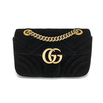 Gucci GG Marmont Black Velvet Mini Shoulder Bag