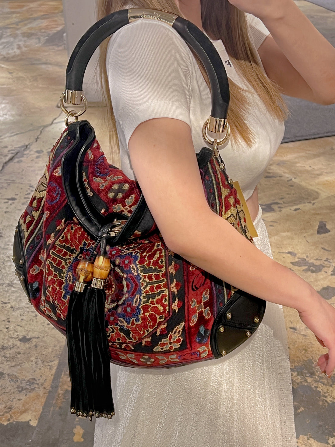 Gucci Run-way Python Large Babouska Indy Applique Shoulder Bag
