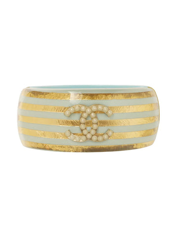 Top Quality Chanel 2013 Made Pearl Cc Mark Bangle Ice Blue