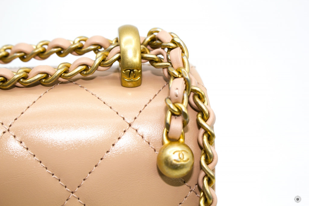 Chanel AS2649B05973 Small Flap Bag Beige / NC632 Calfskin Shoulder Bags Gbhw
