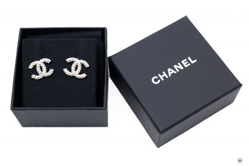 Chanel A58327 Y02003 CC Logo With Crystals  Silver / Z5777 Metal 1.5X1CM Earrings Shw