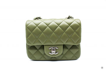 Chanel A35200 Y01480 Classic Mini Square Avocado / ND356 Lambskin 17CM Shoulder Bags Shw
