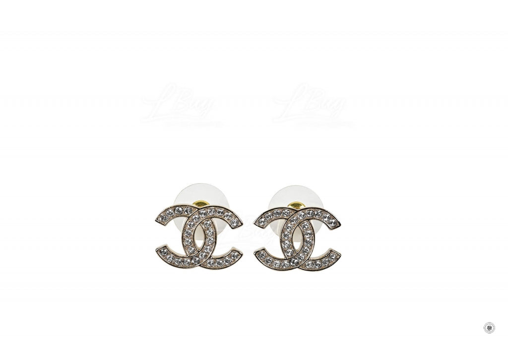 Chanel AB6839 B06493 CC Logo With Crystals  Gold / NE832 Metal 1.8CMX1.3CM Earrings