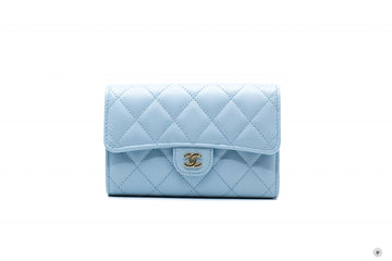 Chanel AP0232Y33352 Classic Flap Wallet Baby Blue / NG752 Caviar Short Wallet Shw