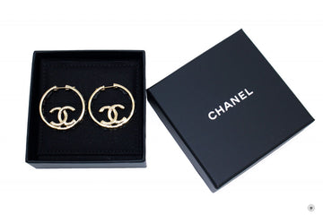 Chanel AB7833 B07680 CC With Woven Chain Details Round  Gold / NH056 Metal 3CM X 3CM Earrings