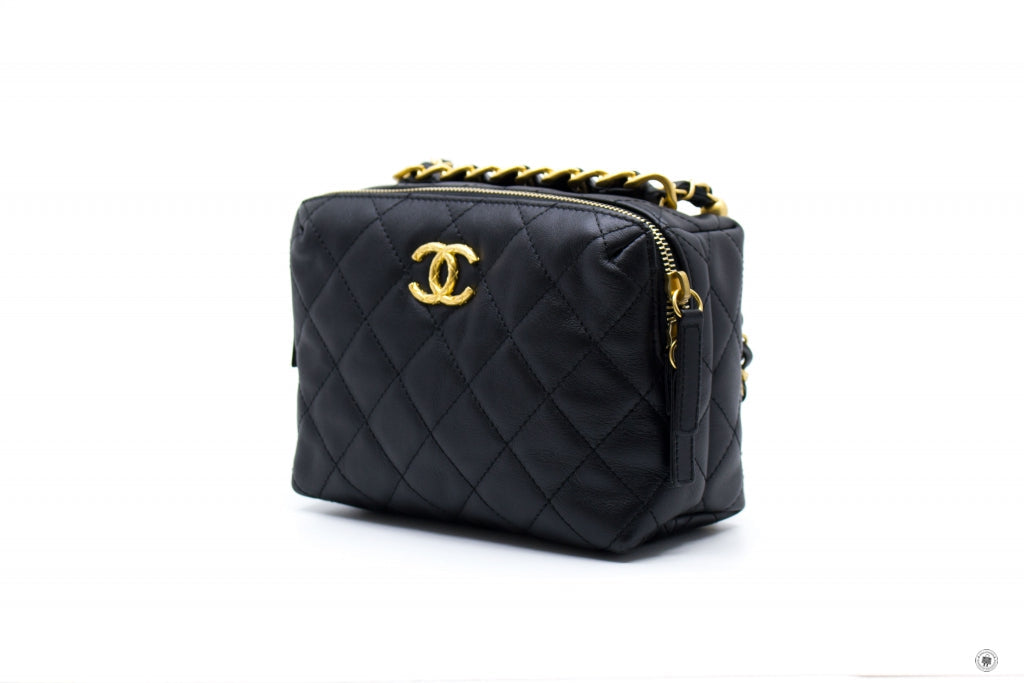 Chanel AS3229B08008 Mini Bowling Bag  Black / 94305 Calfskin Shoulder Bags Gbhw