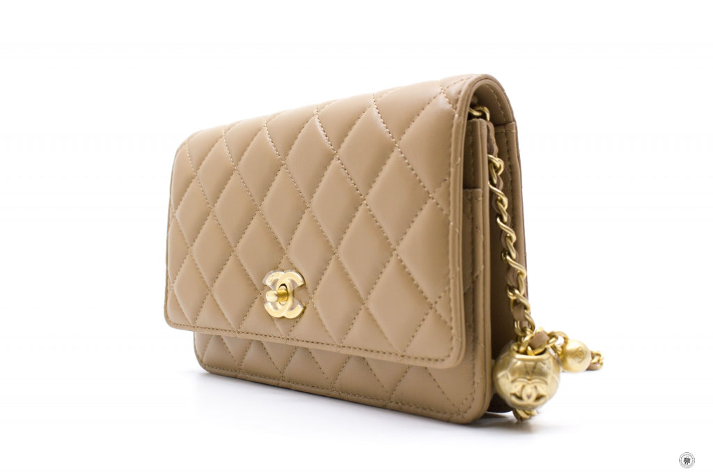 Chanel AP1450B02916 Wallet ON Chain Woc With Golden Ball  Beige / NJ528 Lambskin Shoulder Bags Gbhw