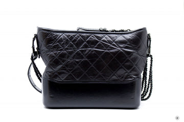Chanel A93824 B01935 Gabrielle Hobo Medium SO Black  Black / 94305  Lambskin Shoulder Bags Bkhw