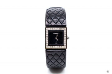 Chanel Boy-friend Acier Etanche 30M Quartz With Diamonds Black Leather Circumference  15CM Watches Shw