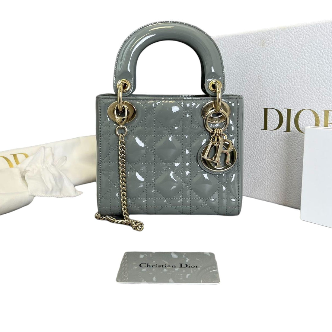 Mini Lady Dior New 1:1 Repl Cannage Stone Grey GHW