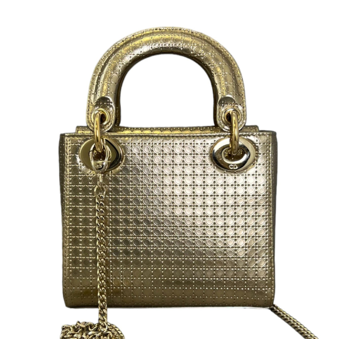 Chain Lady Dior Mini Metallic New 1:1 Repl Micro-Cannage Gold GHW