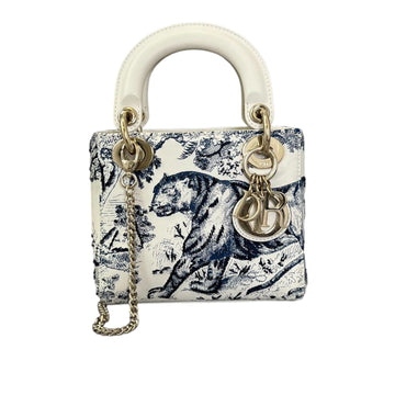 Toile De Jouy Limited Edition Lady Dior Mini CalBNkin Blue GHW