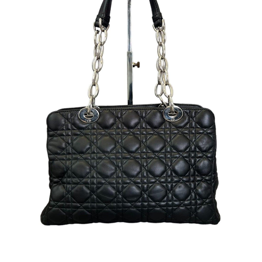 Soft Zipped Tote Small Cannage Quilted Black SHW