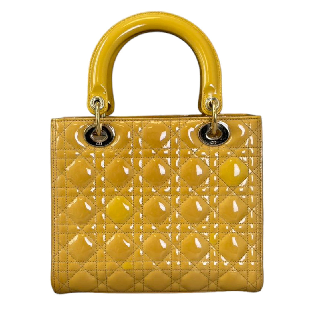 Lady Dior Medium Metallic New 1:1 Repl Yellow GHW