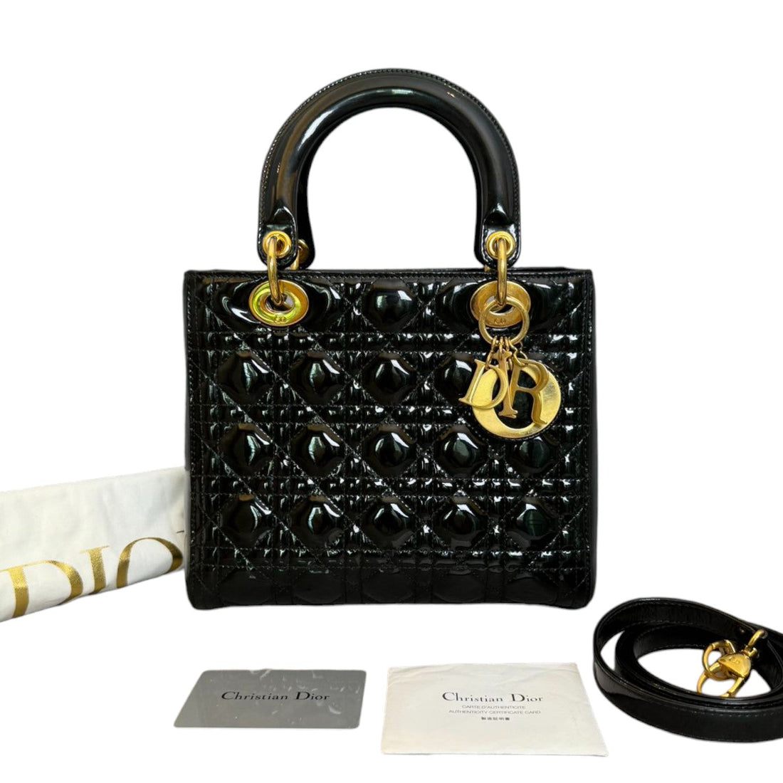 Lady Dior Medium New 1:1 Repl Leather Black GHW