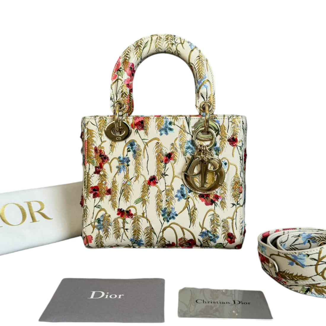 Lady Dior CalBNkin Hibiscus Printed Embroidered Multicolor GHW