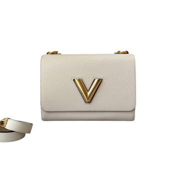 Louis-Vuitton Twist MM Flower Chain Shoulder Quartz White GHW