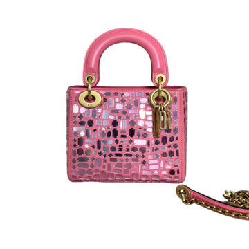 Lady Dior Mosaic of Mirrors Mini CalBNkin Pink GHW