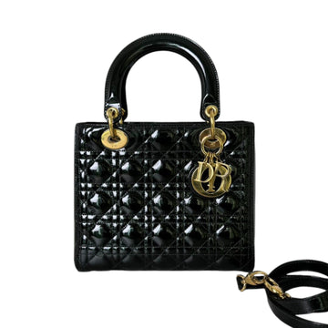 Lady Dior Medium New 1:1 Repl Leather Black GHW