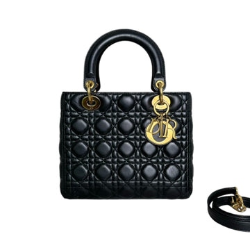 Lady Dior Medium Lambskin Cannage Black GHW