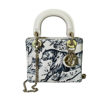 Lady Dior Mini Toile De Jouy Limited Edition CalBNkin White GHW
