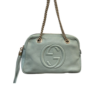Gucci Soho Bowler Small Pebbled CalBNkin Light Blue GHW