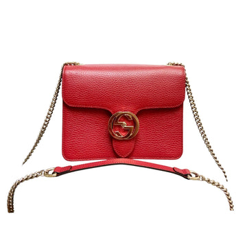 Gucci Interlocking G Shoulder Small Dollar CalBNkin Red GHW
