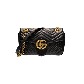 Gucci GG Marmont Small Shoulder CalBNkin Matelasse Black GHW