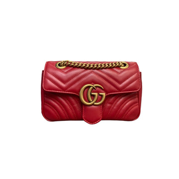 Gucci GG Marmont Shoulder Small CalBNkin Matelasse Red GHW