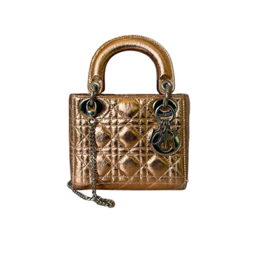 Lady Dior Mini Metallic CalBNkin Cannage Copper SHW