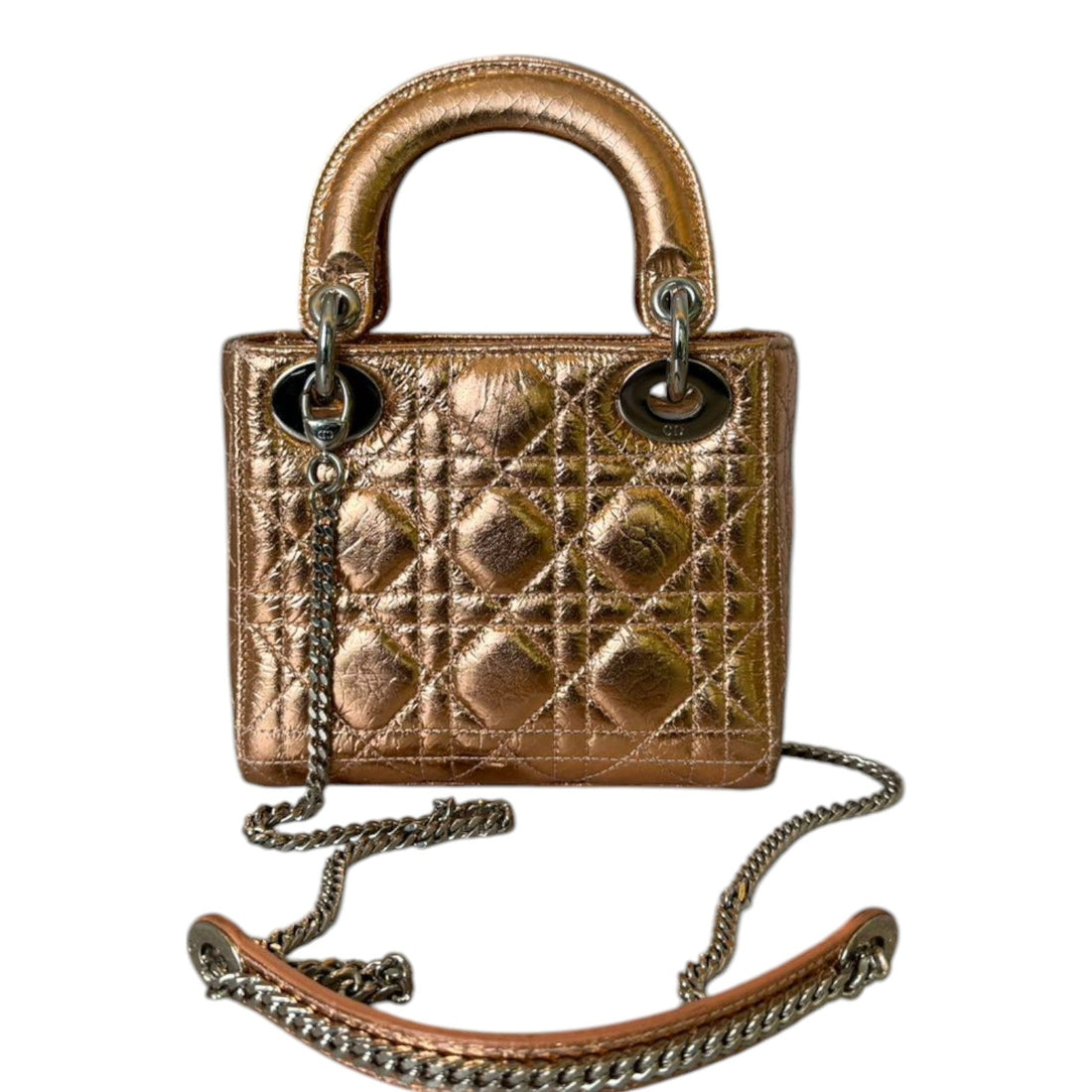 Lady Dior Mini Metallic CalBNkin Cannage Copper SHW