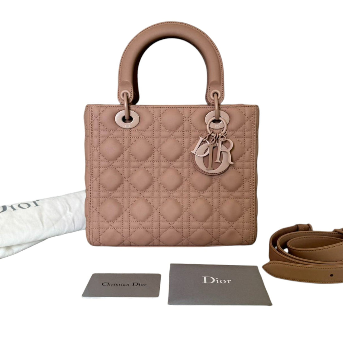 Lady Dior Medium Ultra Matte CalBNkin Cannage Beige