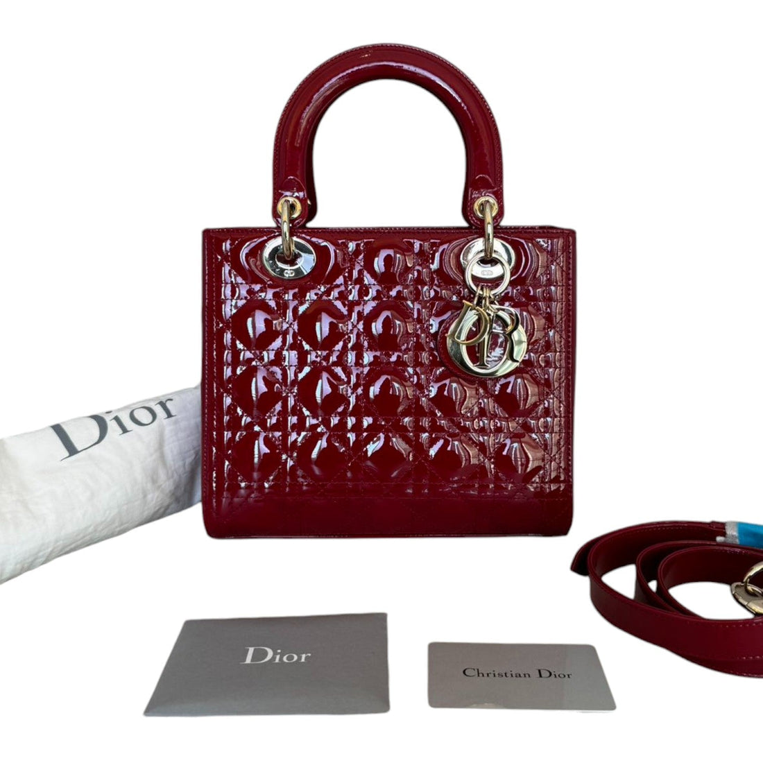 Lady Dior Medium New 1:1 Repl Cannage Red GHW