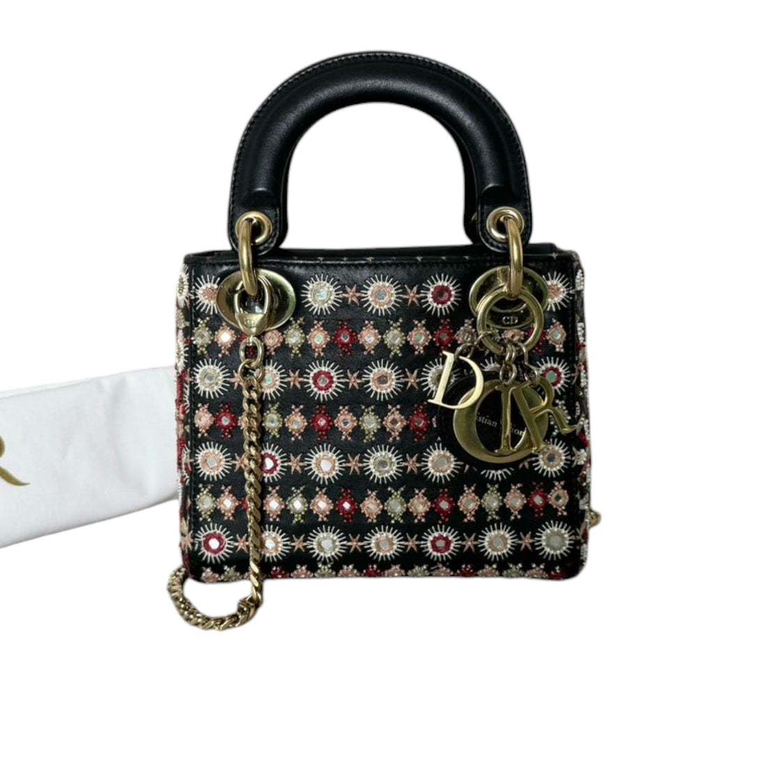 Lady Dior Mini CalBNkin Black Multicolor GHW