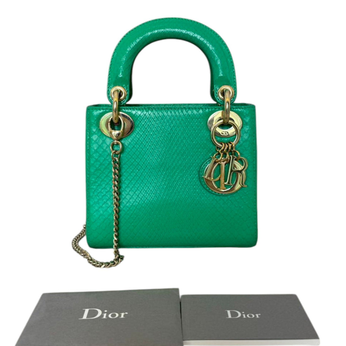 Lady Dior Mini Python Quilted Green GHW