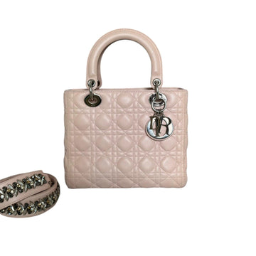 Lady Dior Medium Lambskin Quilted Light Pink SHW