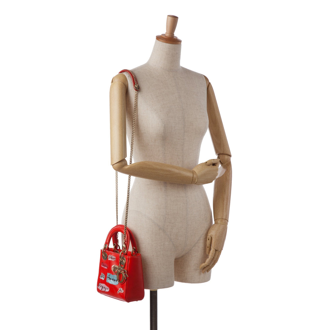 Dior Lady Dior Mini Red Sequin Embellished Calfskin