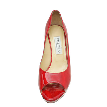 Jimmy Choo Red Peep toe Platform Pumps 39.5