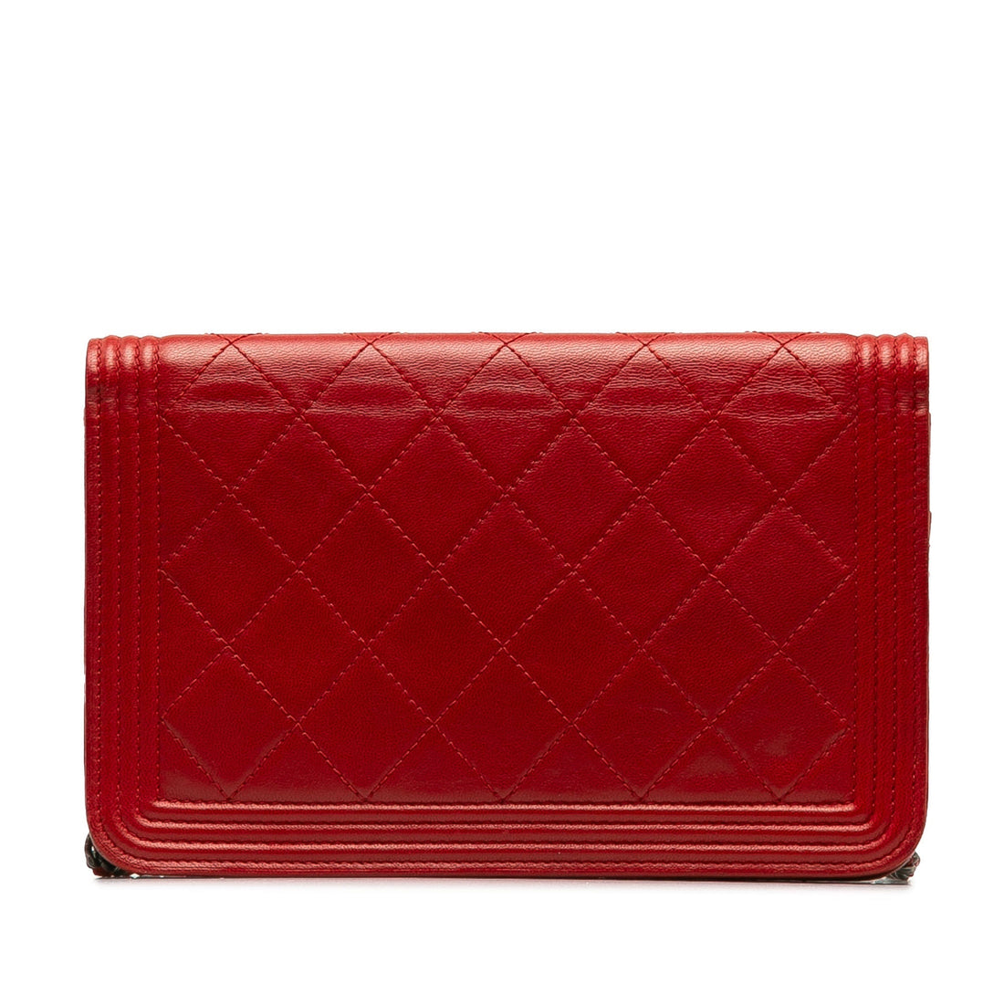 CHANEL Lambskin Boy Wallet On Chain Crossbody Bag